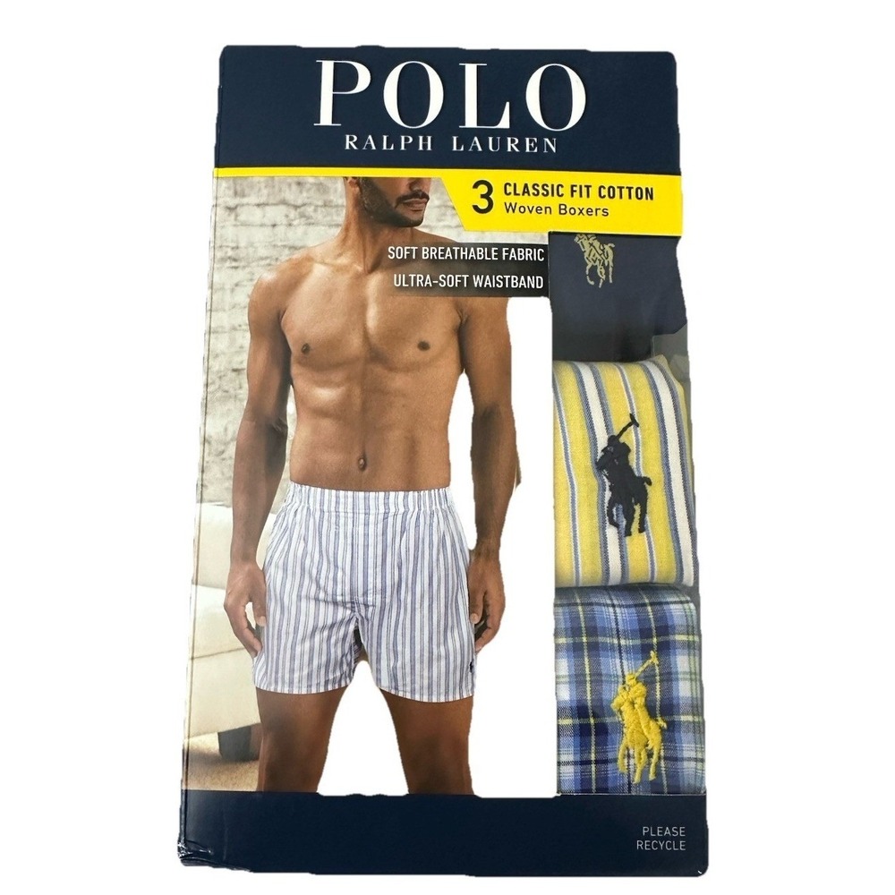 POLO RALPH LAUREN Men's 3 Pack XL Logo Classic Cotton Woven Boxers Assorted New